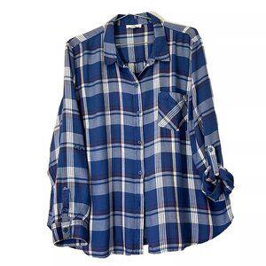 Como Vintage Women's Long-Sleeve Plaid Shirt plus size 2X